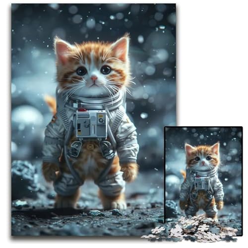 1000-teiliges Puzzle für Erwachsene entzückendes Kätzchen-Astronauten-Puzzle Spaß für zu Hause Aktivitäten Geburtstagsgeschenk Reisegeschenke 1000 PCS (75 x 50 cm) von ZZQWIPEIS