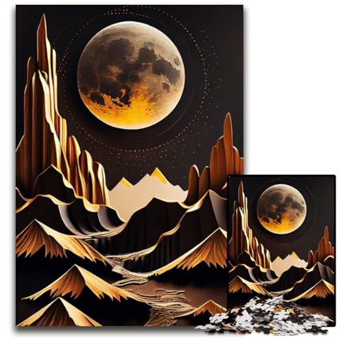 1000-teiliges Puzzle für Erwachsene erstaunliche goldene Landschaft Holzpuzzle Heimaktivität für Feiertage Geburtstage und Familienspieleabende 1000 Teile (75 x 50 cm) von ZZQWIPEIS