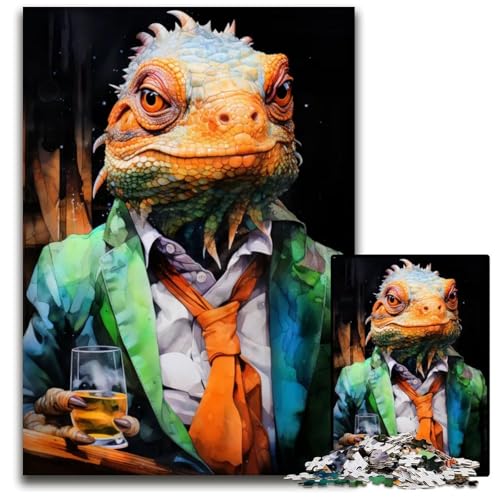 1000-teiliges Puzzle mit Tier-Chamäleon unmögliches Puzzle für Erwachsene pädagogische Aktivität zur Verbesserung kognitiver Fähigkeiten 1000 Teile (75 x 50 cm) von ZZQWIPEIS