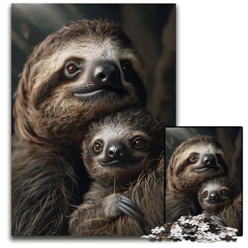 1000-teiliges Puzzle mit Tierfamilien-Puzzle für Erwachsene zur Heimdekoration Gehirntraining 1000 Teile (38 x 26 cm) von ZZQWIPEIS