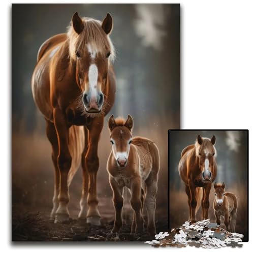 1000-teiliges Puzzle mit Tierfamilien-Puzzle für Erwachsene zur Heimdekoration Gehirntraining 1000 Teile (75 x 50 cm) von ZZQWIPEIS
