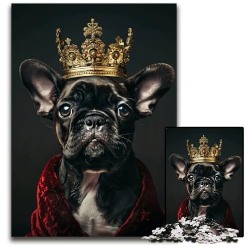 1000-teiliges Puzzle mit niedlichem Tierkönig Papierpuzzle für Erwachsene Weihnachten Halloween Ostern Neujahr 1000 Teile (38 x 26 cm) von ZZQWIPEIS