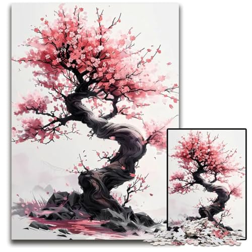 Ästhetische Kirschkunst 1000-teiliges Puzzle Geschenke Holzpuzzle anspruchsvolles Denkspiel für Teenager Spaß am Familienspielabend 1000 Teile (75 x 50 cm) von ZZQWIPEIS