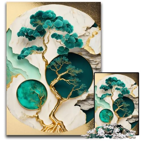 Abstrakte Bonsai-Baumkunst 1000-teiliges Puzzle für Erwachsene Holzpuzzle für Erwachsene perfekt als Geburtstags- Weihnachts 1000 PCS (75 x 50 cm) von ZZQWIPEIS