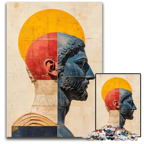 Abstrakte Büstenskulptur Puzzle für Erwachsene 1000 Teile Holzpuzzle Familienaktivität Denksportaufgabe Heimdekoration 1000 Teile (75 x 50 cm) von ZZQWIPEIS