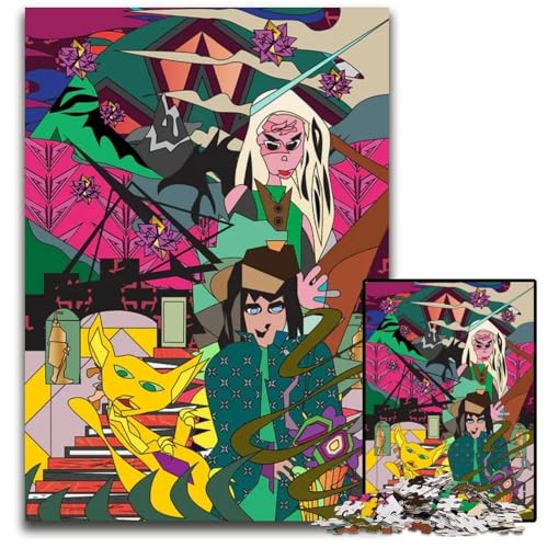 Abstrakte Fantasy-Illustration Puzzle 1000 Teile für Erwachsene Holzpuzzle DIY-Dekoration Gehirn-Herausforderung für Erwachsene Familienurlaubsgeschenk 1000 PCS (75 x 50 cm) von ZZQWIPEIS