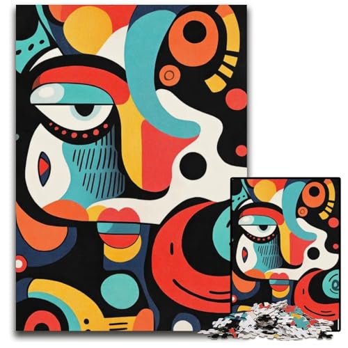 Abstrakte Gesichtskunst-Puzzles für Erwachsene 1000 Teile schwierige Puzzles für Erwachsene Gehirn-Herausforderung Geschenk pädagogische Aktivität für Teenager 1000 Teile (75 x 50 cm) von ZZQWIPEIS