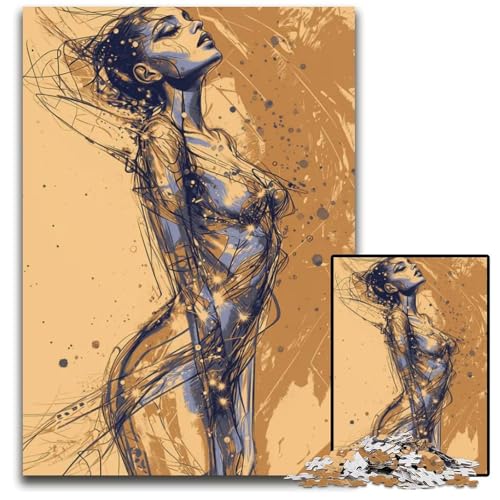 Abstrakte weibliche Figur Puzzle für Erwachsene 1000 Puzzles für Erwachsene für Teenager und Familien perfekte DIY-Dekoration und Denksportaufgabe 1000 Teile (38 x 26 cm) von ZZQWIPEIS