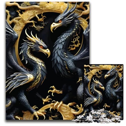 Abstrakter Drache 1000-teiliges Puzzle für Erwachsene anspruchsvolle Puzzles anspruchsvolle Denksportaufgabe entspannendes Spielzeug für Teenager 1000 Teile (75 x 50 cm) von ZZQWIPEIS