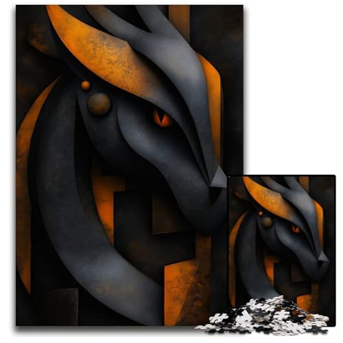 Abstrakter Drachenkopf 1000-teiliges Puzzle für Erwachsene Holzpuzzle für Erwachsene perfekt als Geburtstags- Weihnachts 1000 Teile (75 x 50 cm) von ZZQWIPEIS