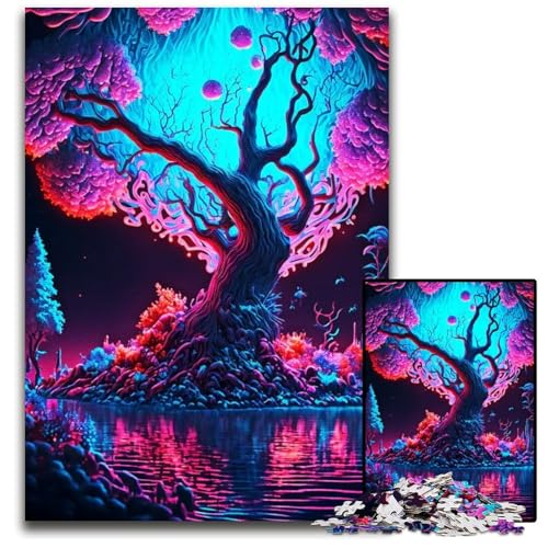 Abstrakter Kunstbaum 1000-teiliges Puzzle für Erwachsene anspruchsvolle Puzzles anspruchsvolle Denksportaufgabe entspannendes Spielzeug für Teenager 1000 Teile (38 x 26 cm) von ZZQWIPEIS