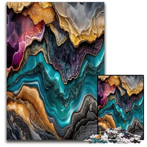 Abstraktes Achat-Geode-Puzzle mit 1000 Teilen Holzpuzzle anspruchsvolles Denkspiel für Teenager Spaß am Familienspielabend 1000 Teile (75 x 50 cm) von ZZQWIPEIS