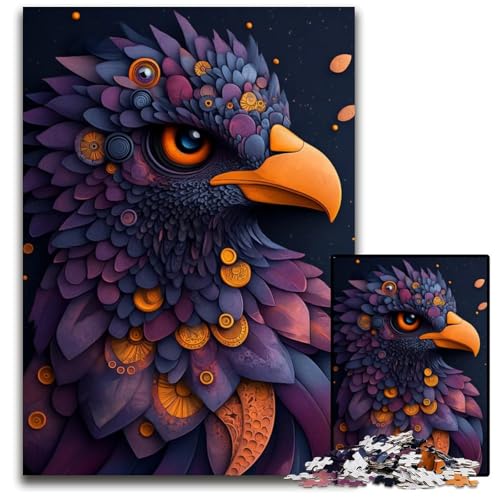Abstraktes Adlerporträt 1000-teiliges Puzzle Geschenke Holzpuzzle perfekt für Familienfeiern Geburtstage Feiertage 1000 Teile (75 x 50 cm) von ZZQWIPEIS