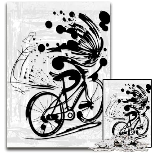 Abstraktes Fahrrad 1000 Teile Puzzle Geschenke Papierpuzzle anspruchsvolles Denkspiel für Teenager Spaß am Familienspielabend 1000 Teile (38 x 26 cm) von ZZQWIPEIS