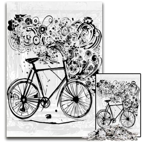 Abstraktes Fahrrad-Puzzle 1000 Teile Holzpuzzle anspruchsvolles Denkspiel für Teenager Spaß am Familienspielabend 1000 Teile (75 x 50 cm) von ZZQWIPEIS