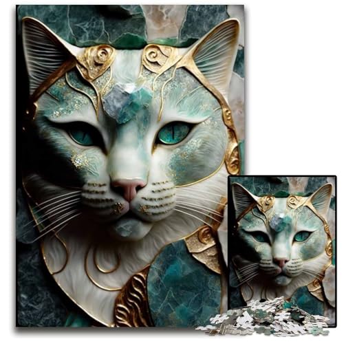 Abstraktes Katzen-Edelstein-Kintsugi-Puzzle mit 1000 Teilen Holzpuzzle anspruchsvolles Denkspiel für Teenager Spaß am Familienspielabend 1000 Teile (75 x 50 cm) von ZZQWIPEIS