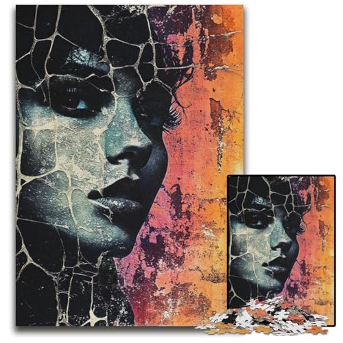 Abstraktes geknacktes Porträt-Puzzle für Erwachsene 1000 Teile Puzzle für Erwachsene Denksportaufgabe und Heimdekoration 1000 Teile (38 x 26 cm) von ZZQWIPEIS