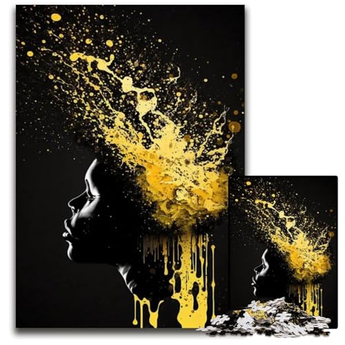 Afro Golden Splitter Puzzle für Erwachsene 1000 Teile Papierpuzzle anspruchsvolles Denkspiel für Teenager unterhaltsames interaktives Spiel für die ganze Familie 1000 Teile (38 x 26 cm) von ZZQWIPEIS