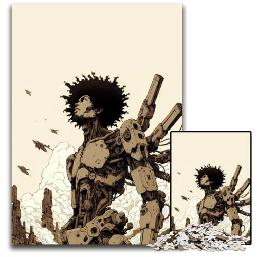 Afro Mecha Warrior 1000-teiliges Puzzle Papierpuzzle anspruchsvolles Denkspiel für Teenager Spaß am Familienspielabend 1000 Teile (38 x 26 cm) von ZZQWIPEIS