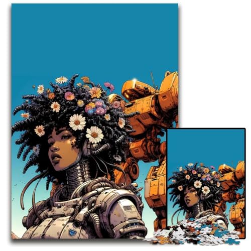 Afro Mecha Warrior Puzzle für Erwachsene 1000 Teile schwierige Puzzles für Erwachsene Gehirn-Herausforderung Geschenk pädagogische Aktivität für Teenager 1000 Teile (38 x 26 cm) von ZZQWIPEIS
