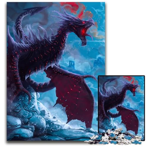 Alduin Dragon 1000-teiliges Puzzle für Erwachsene anspruchsvolles DIY-Denkspiel perfektes Familienspiel oder dekoratives Geschenk 1000 Teile (75 x 50 cm) von ZZQWIPEIS