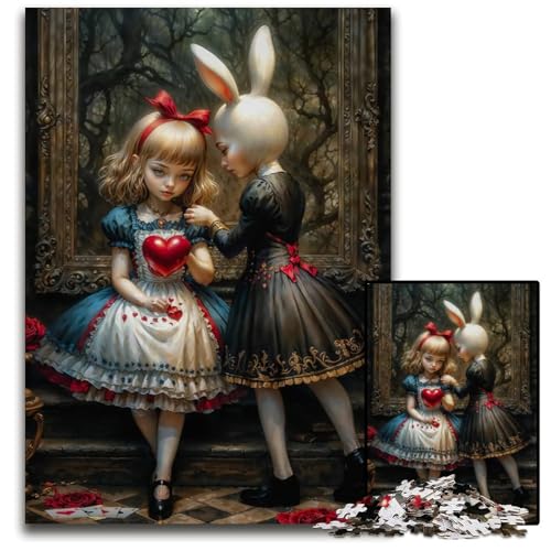 Alice und das weiße Kaninchen Puzzle 1000 Teile für Erwachsene. Unmögliche Puzzles für Erwachsene Familie und Freunde. Geeignet für alle Altersgruppen. 1000 Teile (75 x 50 cm). von ZZQWIPEIS
