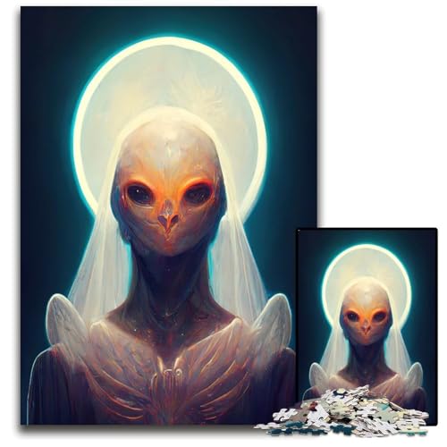 Alien Angel Puzzle 1000 Teile für Erwachsene Holzpuzzle DIY-Dekoration Gehirn-Herausforderung für Erwachsene Familienurlaubsgeschenk 1000 PCS (75 x 50 cm) von ZZQWIPEIS