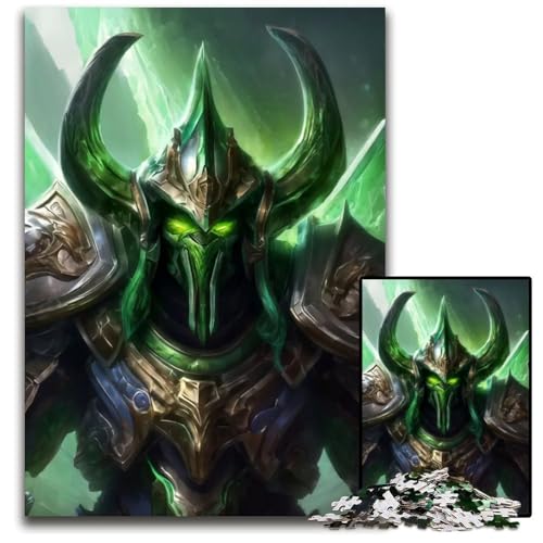 Alien Green Space Warrior Puzzle 1000 Teile für Erwachsene Holzpuzzle DIY-Dekoration Gehirn-Herausforderung für Erwachsene Familienurlaubsgeschenk 1000 PCS (75 x 50 cm) von ZZQWIPEIS
