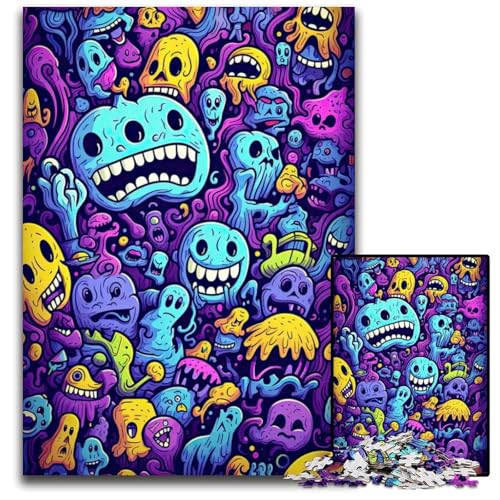 Alien-Monster-Party-Puzzles für Erwachsene 1000 Puzzles für Erwachsene für Teenager und Familien perfekte DIY-Dekoration und knifflige Herausforderung 1000 Teile (38 x 26 cm) von ZZQWIPEIS