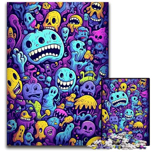 Alien-Monster-Party-Puzzles für Erwachsene 1000 Puzzles für Erwachsene perfekt als Geburtstags- Weihnachts 1000 Teile (75 x 50 cm) von ZZQWIPEIS