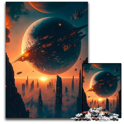 Alien Planet Skyline 1000-teiliges Puzzle Geschenke Papierpuzzle anspruchsvolles Denkspiel für Teenager Spaß am Familienspielabend 1000 Teile (38 x 26 cm) von ZZQWIPEIS