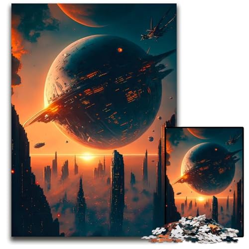 Alien Planet Skyline Puzzle 1000 Teile für Erwachsene. Unmögliche Puzzles für Erwachsene Familie und Freunde. Geeignet für alle Altersgruppen. 1000 Teile (75 x 50 cm). von ZZQWIPEIS