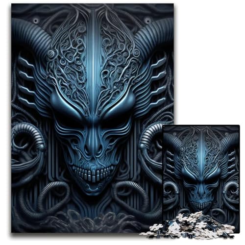 Alien Xenomorph Metall-Puzzle für Erwachsene 1000-teiliges Papierpuzzle anspruchsvolles Denkspiel für Teenager unterhaltsames interaktives Spiel für die ganze Familie 1000 Teile (38 x 26 cm) von ZZQWIPEIS