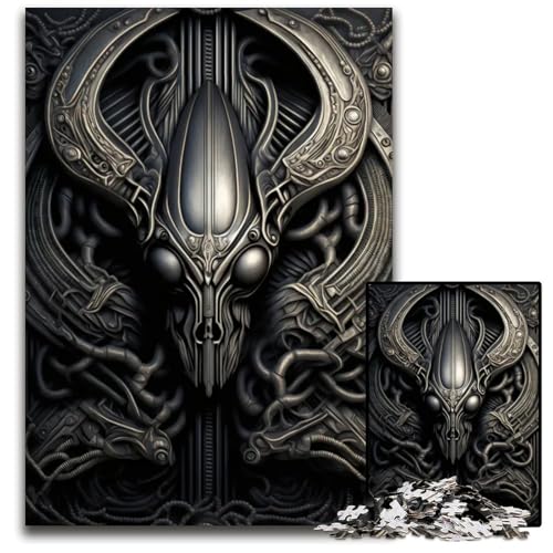 Alien Xenomorph Metallic 1000-Teile-Puzzle Geschenke Holzpuzzle für Erwachsene für Teenager Familienspielabend Gehirnfordernde Geschenkidee 1000 Teile (75 x 50 cm) von ZZQWIPEIS