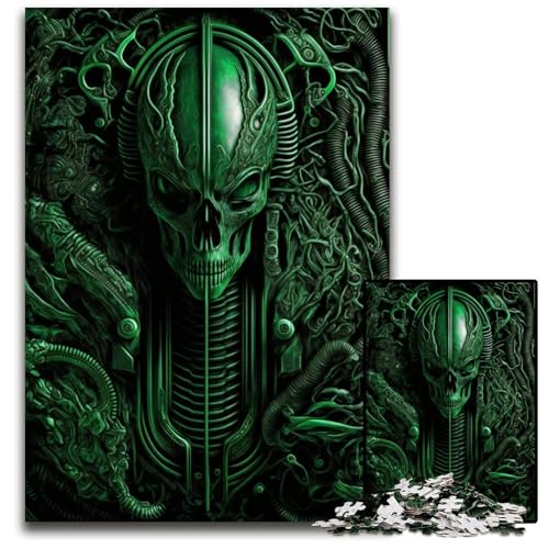 Alien Xenomorph Metallic 1000 Teile Puzzle Geschenke Papierpuzzle Anspruchsvolles Denkspiel für Teenager Familienspielabend Spaß 1000 PCS (38x26cm) von ZZQWIPEIS