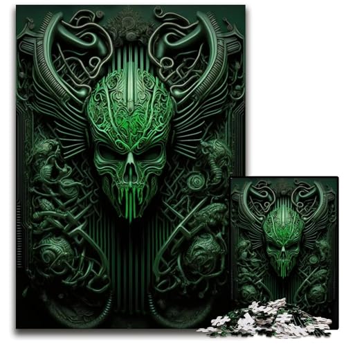 Alien Xenomorph Metallic 1000-teiliges Puzzle Holzpuzzle für Erwachsene anspruchsvolles Denkspiel für Teenager Spaß für den Familienspielabend 1000 Teile (75 x 50 cm) von ZZQWIPEIS