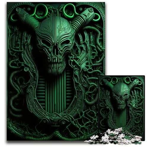 Alien Xenomorph Metallic 1000-teiliges Puzzle Holzpuzzle für Erwachsene anspruchsvolles Denkspiel für Teenager Spaß für den Familienspielabend 1000 Teile (75 x 50 cm) von ZZQWIPEIS