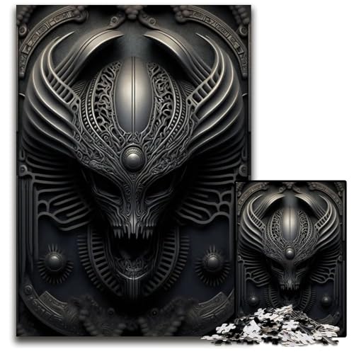 Alien Xenomorph Metallic 1000-teiliges Puzzle für Erwachsene Holzpuzzle für Erwachsene Teenager Paare und Freunde zum Geburtstag Weihnachten 1000 Teile (75 x 50 cm) von ZZQWIPEIS
