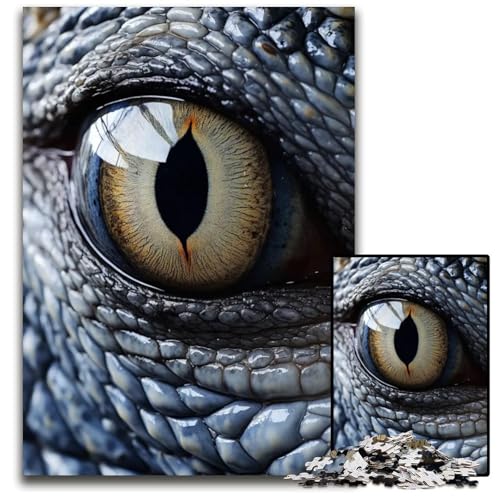 Alligatorauge Nahaufnahme Puzzle für Erwachsene 1000 Teile Puzzle für Erwachsene Denksportaufgabe und Heimdekoration 1000 Teile (75 x 50 cm) von ZZQWIPEIS