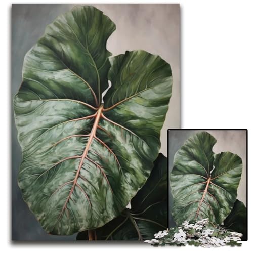 Alocasia-Pflanze 1000-teiliges Puzzle Holzpuzzle für Erwachsene anspruchsvolles Denkspiel für Teenager Spaß am Familienspielabend 1000 Teile (75 x 50 cm) von ZZQWIPEIS