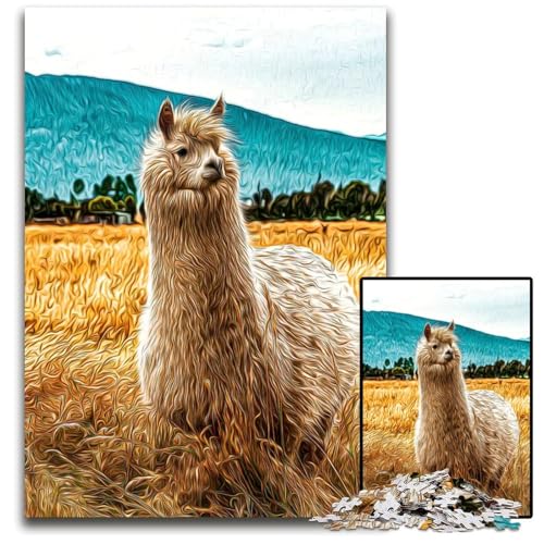 Alpaka-Puzzle 1000 Teile für Erwachsene schwierige Puzzles für Erwachsene DIY-Kunstdekor 1000 Teile (75 x 50 cm) von ZZQWIPEIS