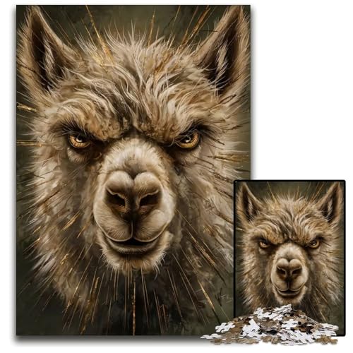 Alpaka-Puzzle für Erwachsene 1000 Teile Puzzles für Erwachsene zur Heimdekoration Gehirntraining 1000 Teile (75 x 50 cm) von ZZQWIPEIS