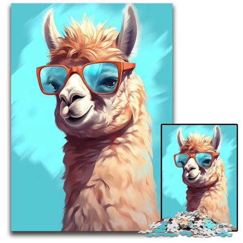 Alpaka-Sonnenbrille 1000 Teile Puzzle Geschenke Papierpuzzle anspruchsvolles Denkspiel für Teenager Spaß am Familienspielabend 1000 Teile (38 x 26 cm) von ZZQWIPEIS