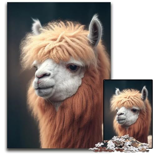 Alpaka-Tier-Puzzle 1000 Teile Holzpuzzle für Erwachsene anspruchsvolles Denkspiel für Teenager Spaß am Familienspielabend 1000 Teile (75 x 50 cm) von ZZQWIPEIS