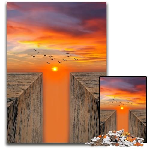 Amazing Sunset 1000-Teile-Puzzle für Erwachsene anspruchsvolle Puzzles anspruchsvolle Denksportaufgabe entspannendes Spielzeug für Teenager 1000 Teile (75 x 50 cm) von ZZQWIPEIS