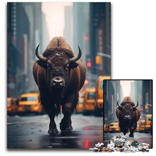 Amerikanischer Bison 1000-teiliges Puzzle Papierpuzzle für Erwachsene anspruchsvolles Denkspiel für Teenager Spaß für den Familienspielabend 1000 Teile (38 x 26 cm) von ZZQWIPEIS