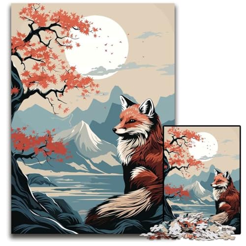 Animal Japan Vibes 1000-teiliges Puzzle Holzpuzzle anspruchsvolles Denkspiel für Teenager Spaß am Familienspielabend 1000 Teile (75 x 50 cm) von ZZQWIPEIS