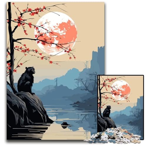 Animal Japan Vibes Puzzle für Erwachsene 1000 Teile Holzpuzzle anspruchsvolles Denkspiel für Teenager unterhaltsames Familienspiel interaktives Spiel 1000 Teile (75 x 50 cm) von ZZQWIPEIS
