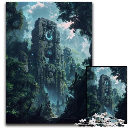 Antike Ruinen im Dschungel 1000-teiliges Puzzle für Erwachsene anspruchsvolles DIY-Denkspiel perfektes Familienspiel oder dekoratives Geschenk 1000 Teile (38 x 26 cm) von ZZQWIPEIS
