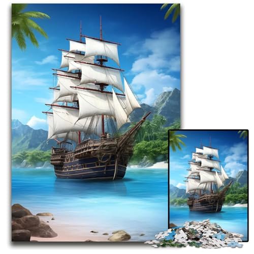Antikes Schiffspuzzle für Erwachsene 1000 Puzzles für Erwachsene perfekt als Geburtstags- Weihnachts 1000 Teile (75 x 50 cm) von ZZQWIPEIS